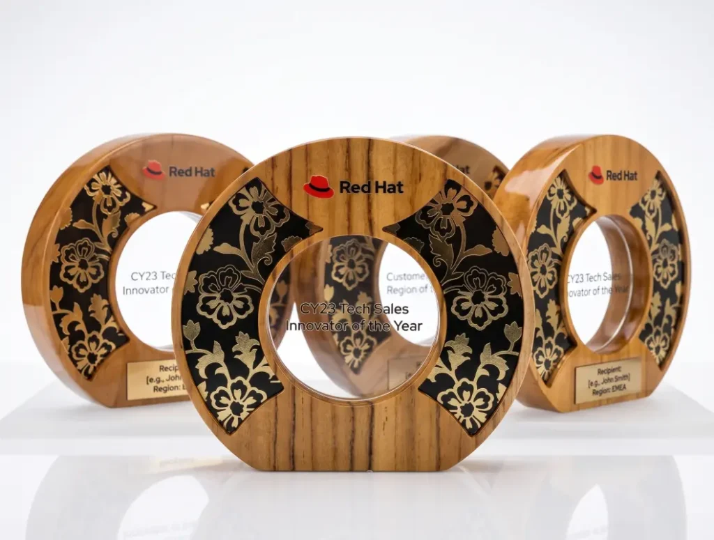 we can custom make any wood trophy other than this circular wood trophy. 
