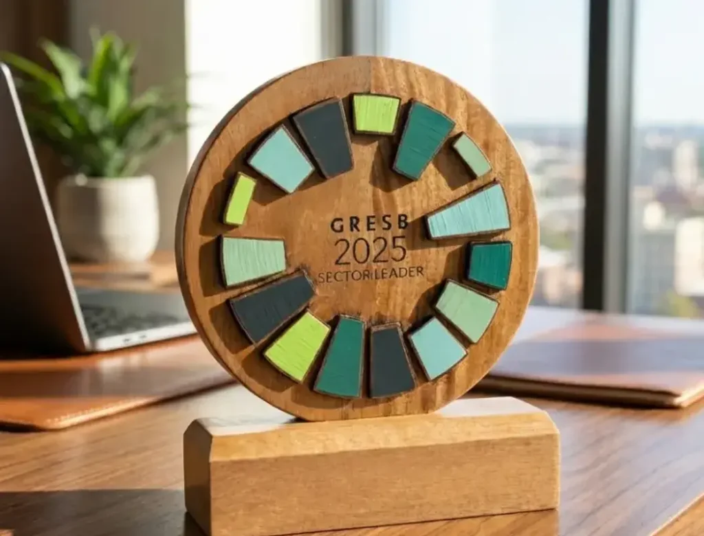 GRESB order wood trophy to show sustainability effort by worldwide companies. We can ship to many countries including Malaysia, Indonesia and Singapore.