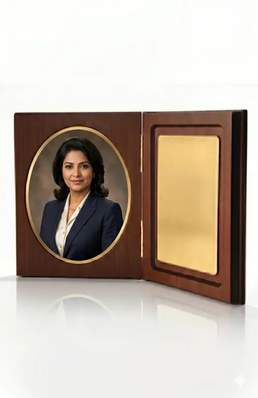 book wood plaque. the right side is portrait and left side can be appreciation message. we can colour print or uv print.