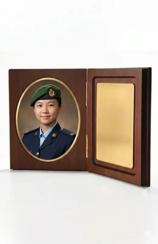 book wood plaque for cadet graduation.