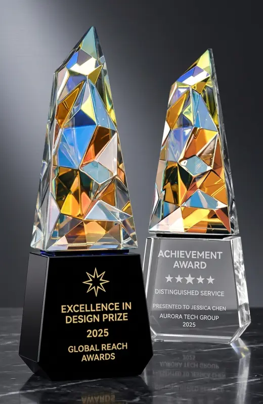 luminar crystal trophy of different variation. The height is 30cm. We can deliver to Singapore, Malaysia and Indonesia.