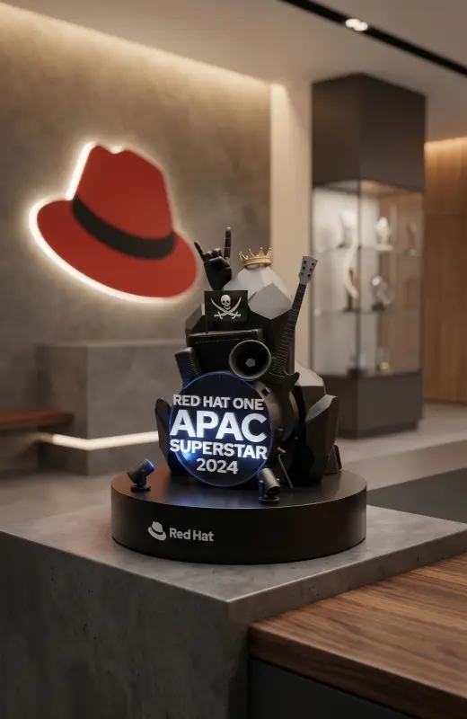 redhat 3d print giant trophy on display. We can custom make any design based on your idea or you can request us to design from scratch.