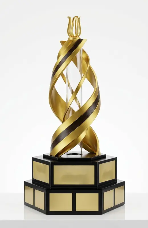 ubs challenge 3d print trophy side view. We custom make this 3D print trophy for client.