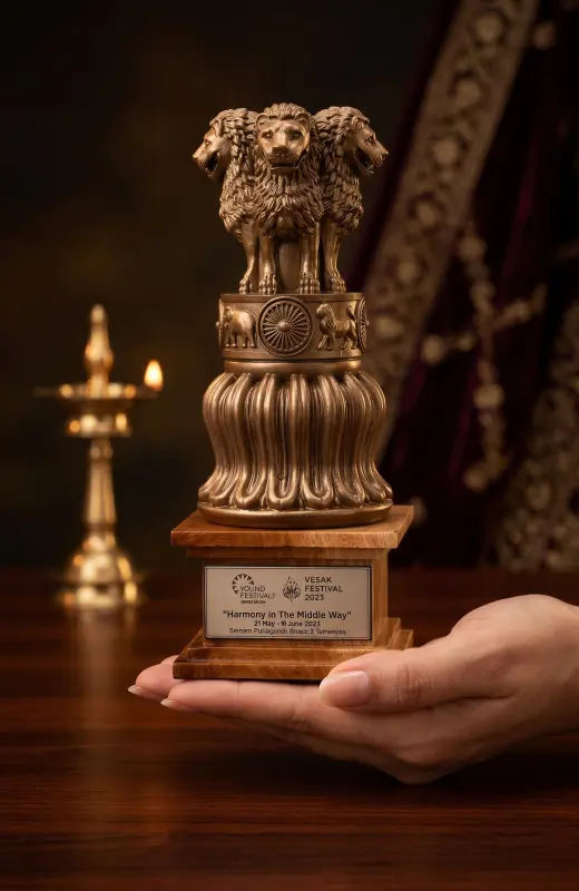Young Buddhist Association 3D Print Ashoka Sculpture young buddhist association 3d print ashoka sculpture is 20cm in height. and can fit nicely inside cabinet for display. Our production in Indonesia are done with costing in mind.