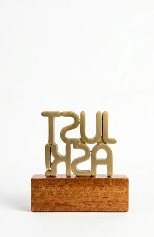 back view of the just ask 3d print trophy. All sides are done with finishing meticulously.
