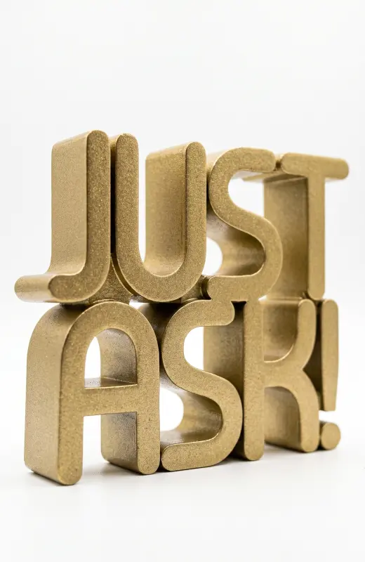 zoom in view of the 3d printed text. It is stacked text.