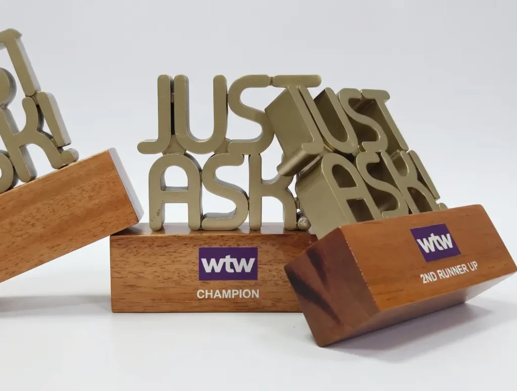 just ask 3d print trophy is 3d print letter trophy. You can request any text to be printed.