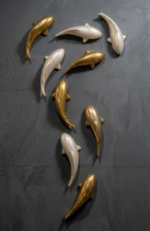koi fish wall decor 3d print in 3 metallic colour. We can custom make the colour, size and quantity for you.