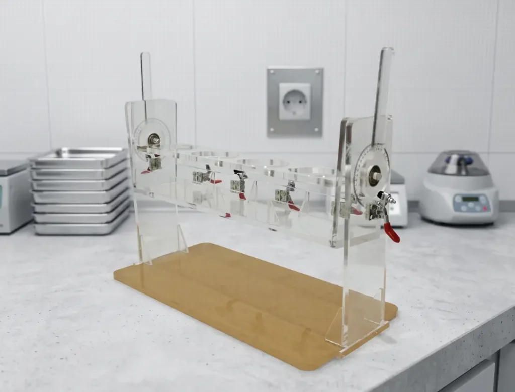 lubrizol flowability test kit in a laboratory table. It is aesthetically design.