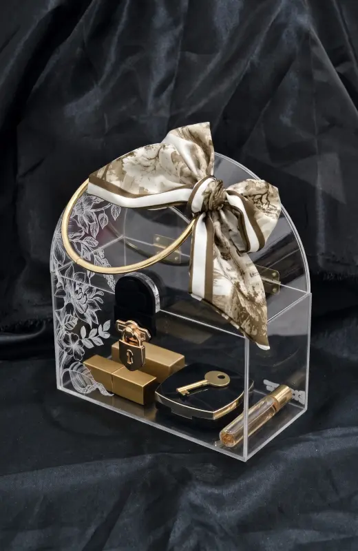 Skinda Acrylic Box cosmetic acrylic box size 170 height x 170 length x 80 width in mm. good to present with cosmetic package.
