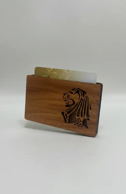 wood card holder sleek design and can store 10 business cards