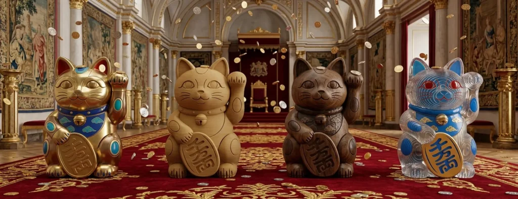 Custom trophy singapore. I use 4 fortune cats represent the metal, 3d print, wood and acrylic.